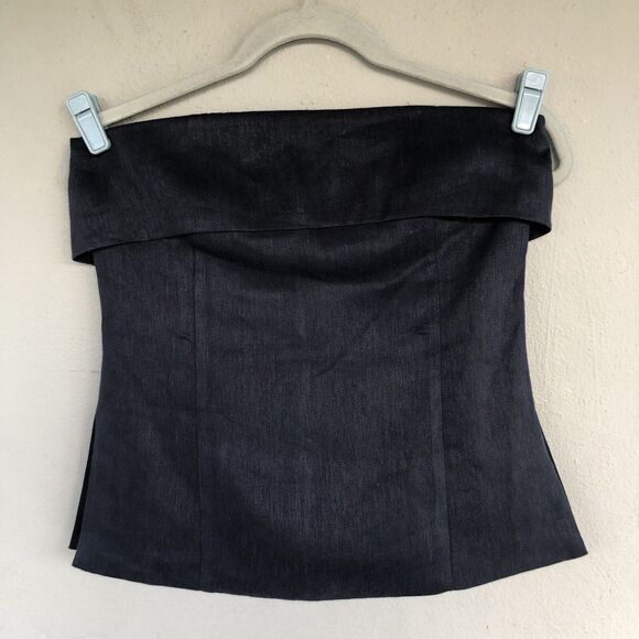 Aritzia Babaton Element Tube Top Size 8 Linen Blend Twill  Minimalist Quiet Luxe - Picture 1 of 13